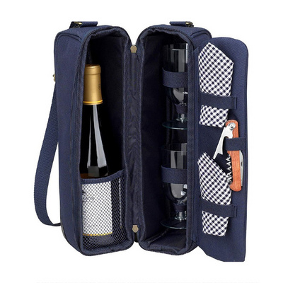 Cooler Tote Bag New Custom 2 Bottle Insulated Portable Wine Carrier Cooler Tote Bag For Picnic