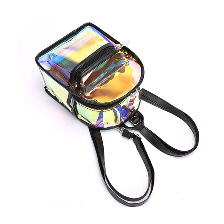 Waterproof Hologram 2 In 1 Jelly Bag Transparent PVC Clear Mini Women's Backpack