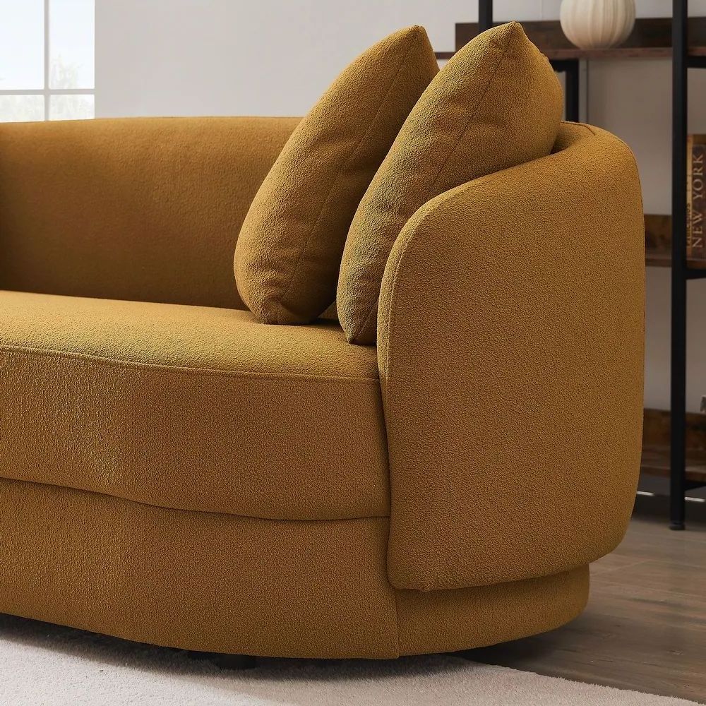 Wholesale Price Couch Living Room Sofa Curved Gold Modern Sectional Sofa Luxury Sofa Yellow Boucle Couch