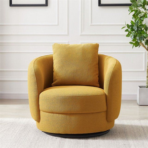 Perto Mid Century Modern  Lazy Boy Chair Yellow Boucle Fabric Accent Armchair Swivel Sofa Chair