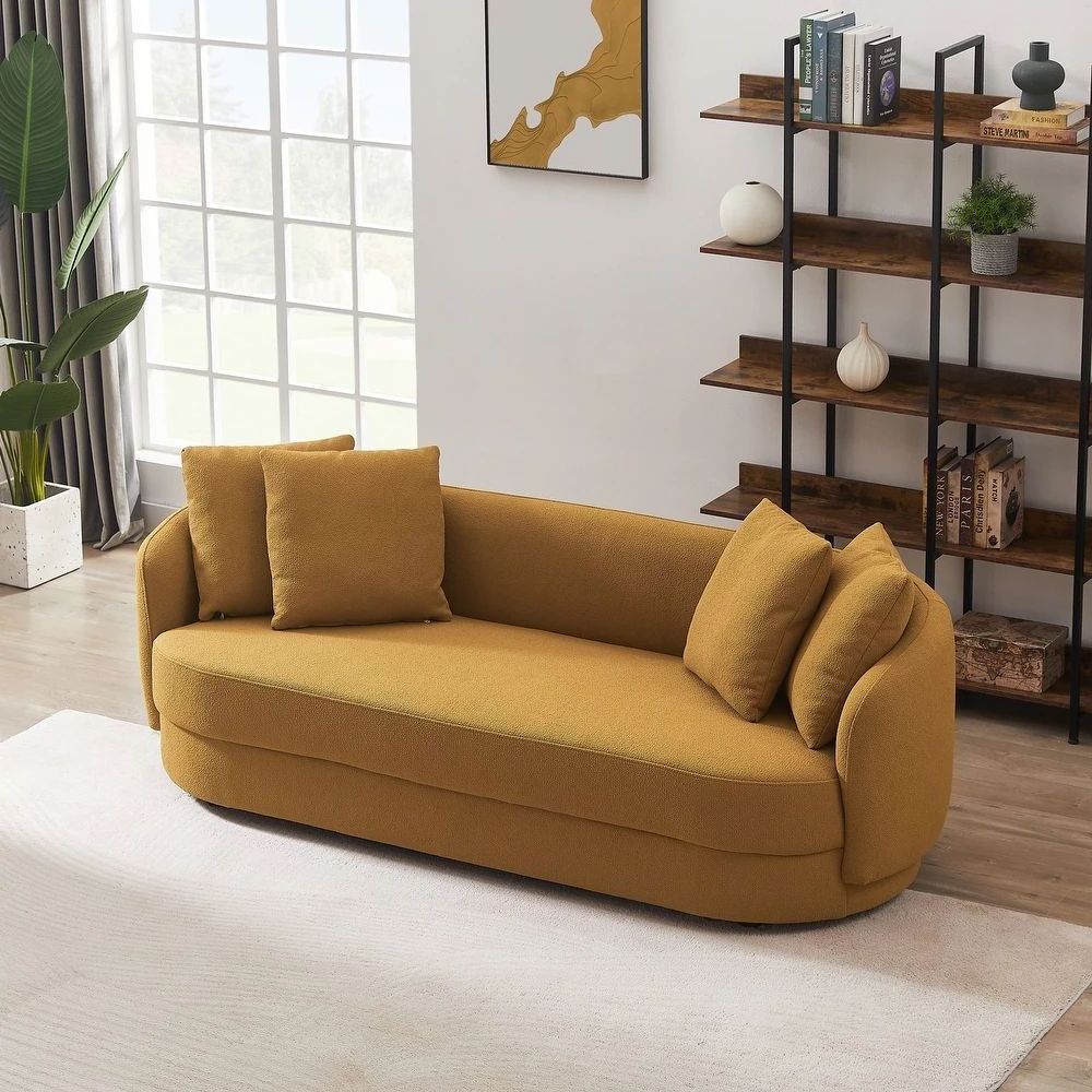 Wholesale Price Couch Living Room Sofa Curved Gold Modern Sectional Sofa Luxury Sofa Yellow Boucle Couch