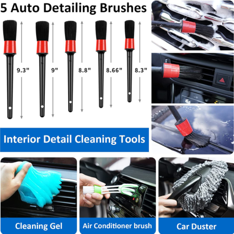 Amazon 33 PCS Car Auto Clean Wash Brush /Car Detailing Brushes Set For Interior Engine Detailing Cleaning