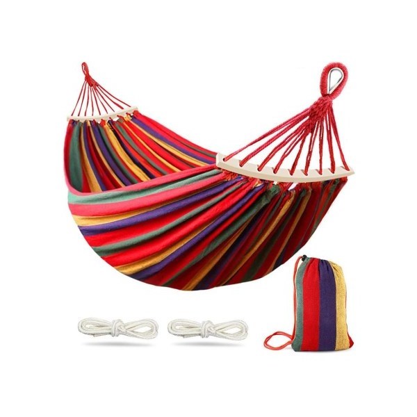 Folding portable hammock Double Canvas hamacas colgantes Hanging Nylon Wholesale Swing Portable Outdoor Camping Hammock