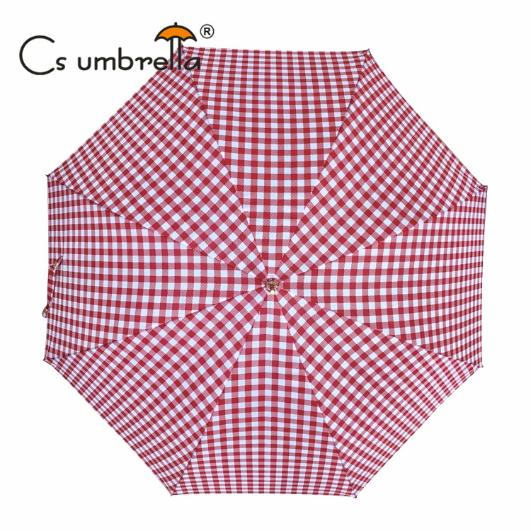 YS-1072 Umbrella Factory Wholesale Straight Umbrella For Women Automatic Open Check Printing Elegance Custom Lady Umbrella