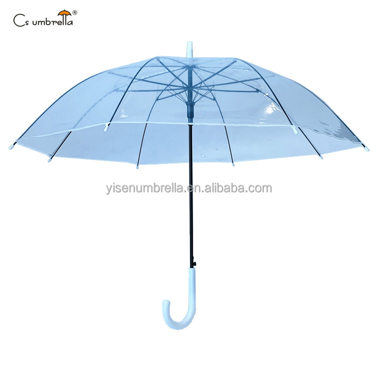 YS-1007 Factory Direct Wholesale Promotion Custom Logo Clear Transparent Plastic Automatic Open POE Umbrella