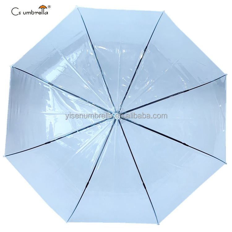 YS-1007 Factory Direct Wholesale Promotion Custom Logo Clear Transparent Plastic Automatic Open POE Umbrella