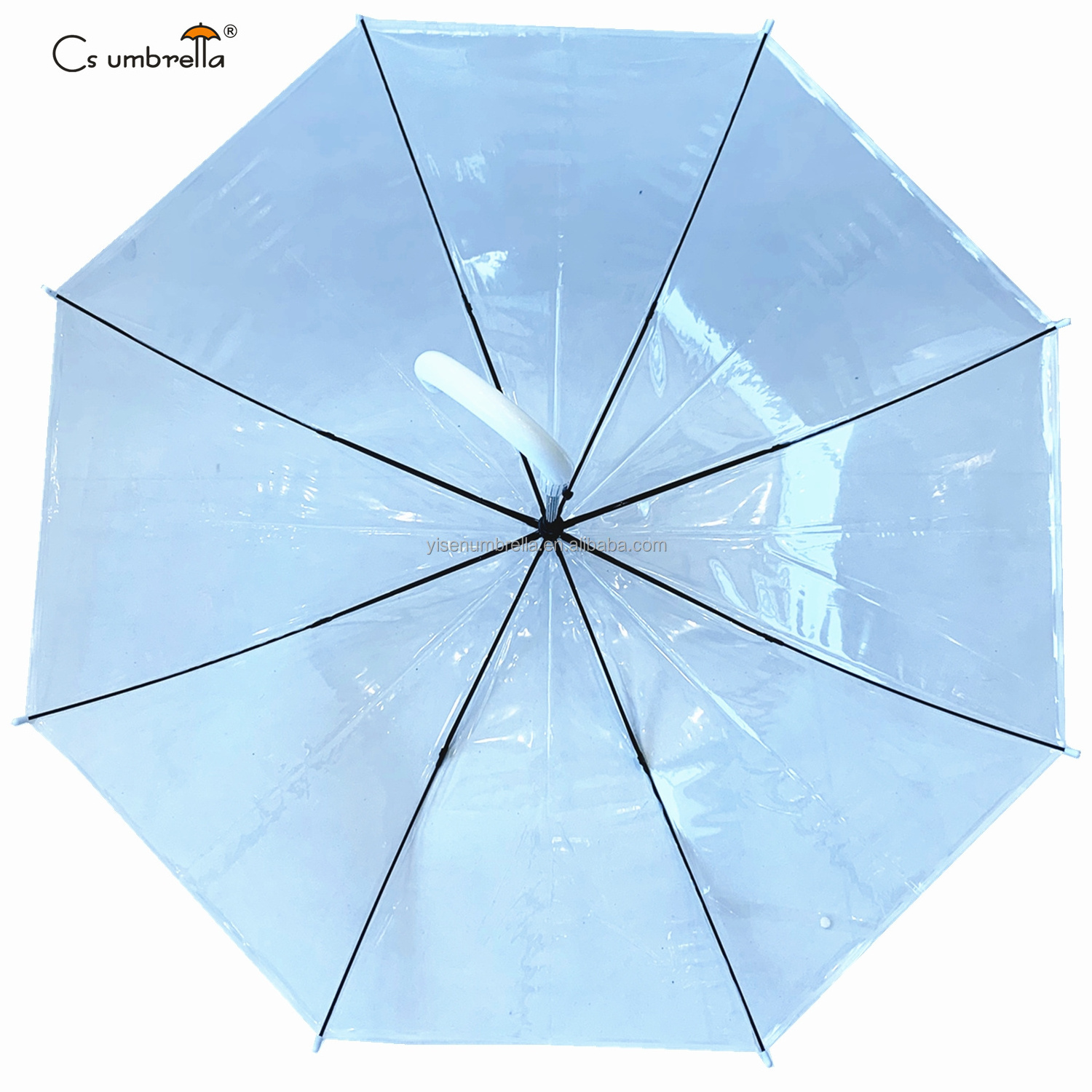 YS-1007 Factory Direct Wholesale Promotion Custom Logo Clear Transparent Plastic Automatic Open POE Umbrella