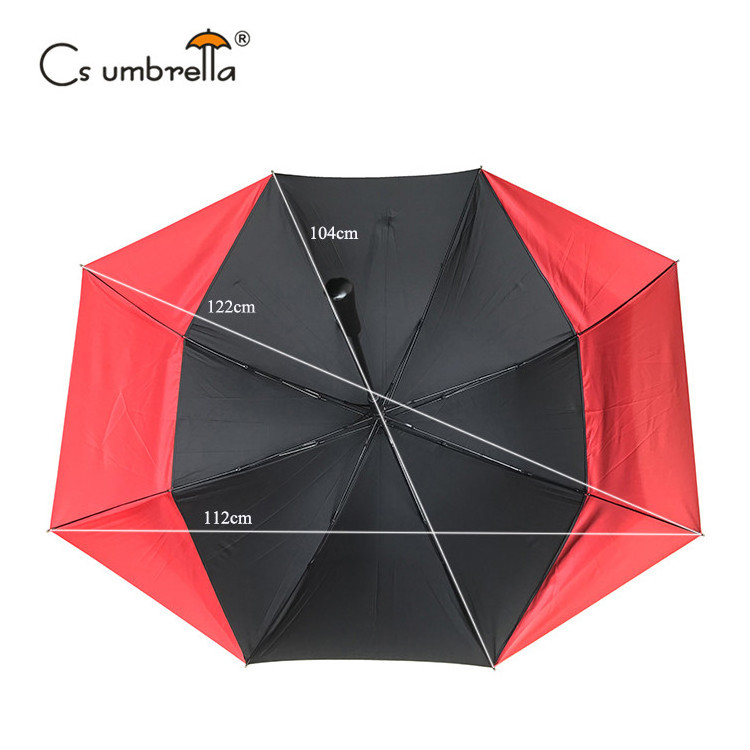 YS-7631 New Design Extendable Golf Umbrella Custom Logo Print Double Layer Windproof Telescopic Ribs Golf Couples Umbrella