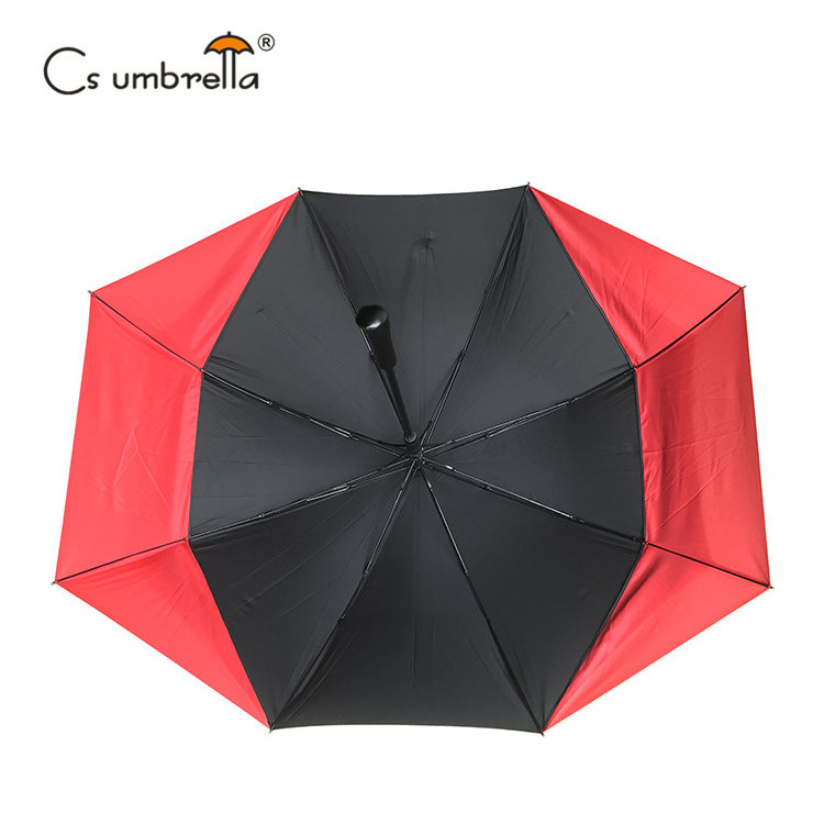 YS-7631 New Design Extendable Golf Umbrella Custom Logo Print Double Layer Windproof Telescopic Ribs Golf Couples Umbrella