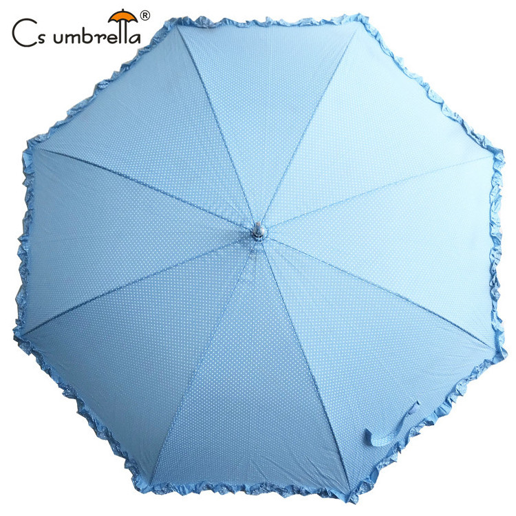 YS-1069 High Quality Fashion Lady Umbrella Custom Printing With Purfle Sun And Rain Auto Open Lady Parasol Umbrella With Ruffle