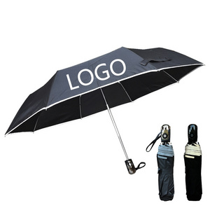 YS-3045 Umbrella Manufacturer Supply Custom Logo Portable Travel Auto Open And Close 3 Folding Umbrella Reflective