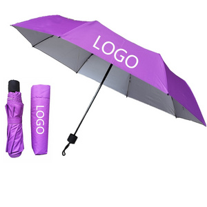 YS-3011 Factory Supply Rain And Sun Folded Parasol Custom Logo Advertising Manual Open Travel 3 Folding Umbrella