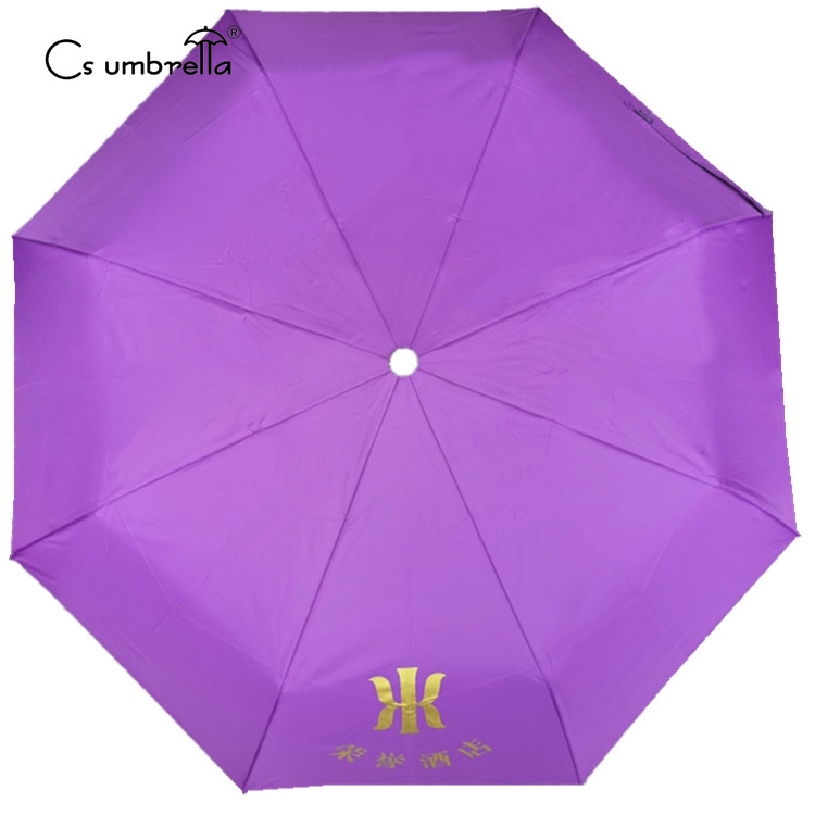 YS-3011 Factory Supply Rain And Sun Folded Parasol Custom Logo Advertising Manual Open Travel 3 Folding Umbrella