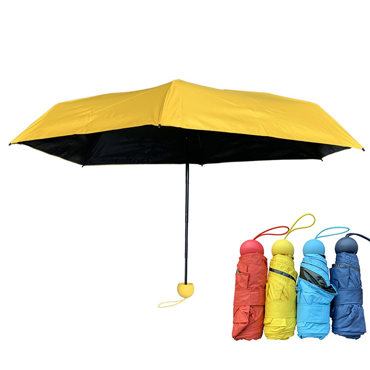 YS-5001 Promotional Capsule Umbrella Portable Super Light Weight Anti-UV Travel Mini Size Custom Print Pocket 5 Folding Umbrella