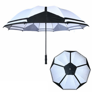 YS-7026 High Quality Custom Special Design Soccer Umbrella Windproof Straight Auto Open Big Size Golf Umbrella For Sports Events