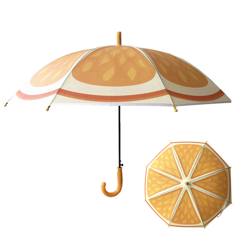 YS-6015 Manufacturer Supply Children Umbrella With Whistle Fruit Patterns Lovely Customized Printing POE Umbrella For Kids