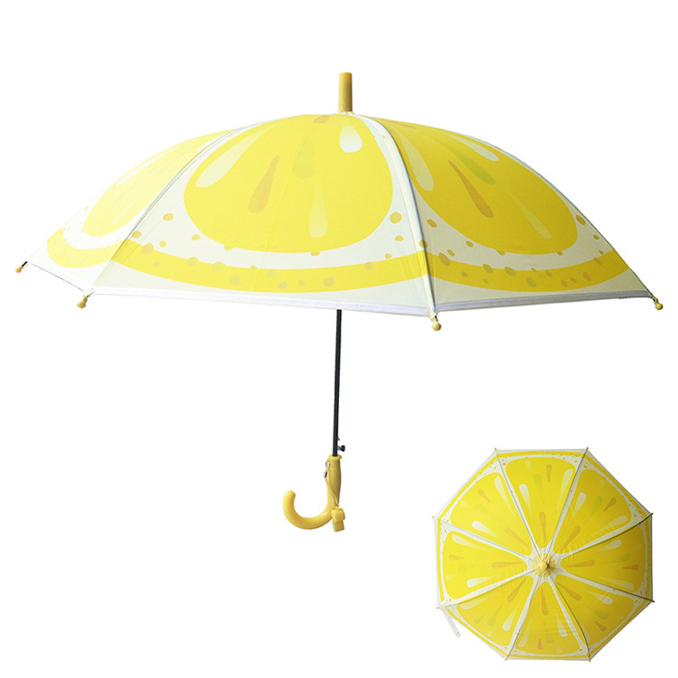 YS-6015 Manufacturer Supply Children Umbrella With Whistle Fruit Patterns Lovely Customized Printing POE Umbrella For Kids