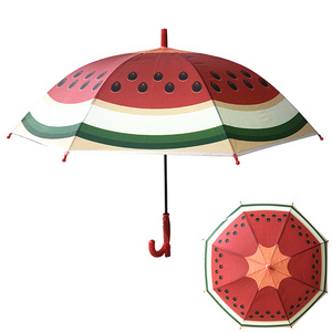 YS-6015 Manufacturer Supply Children Umbrella With Whistle Fruit Patterns Lovely Customized Printing POE Umbrella For Kids