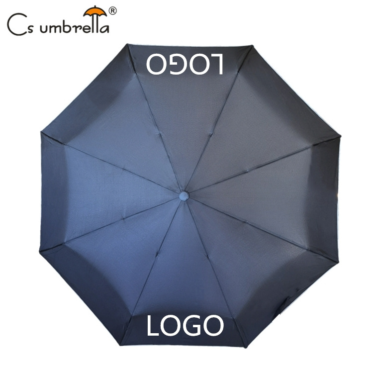 YS-3027 Factory Supply Promotional Folding Umbrella With Reflective Binding  Custom Logo Auto Open And Close 3 folded Umbrella