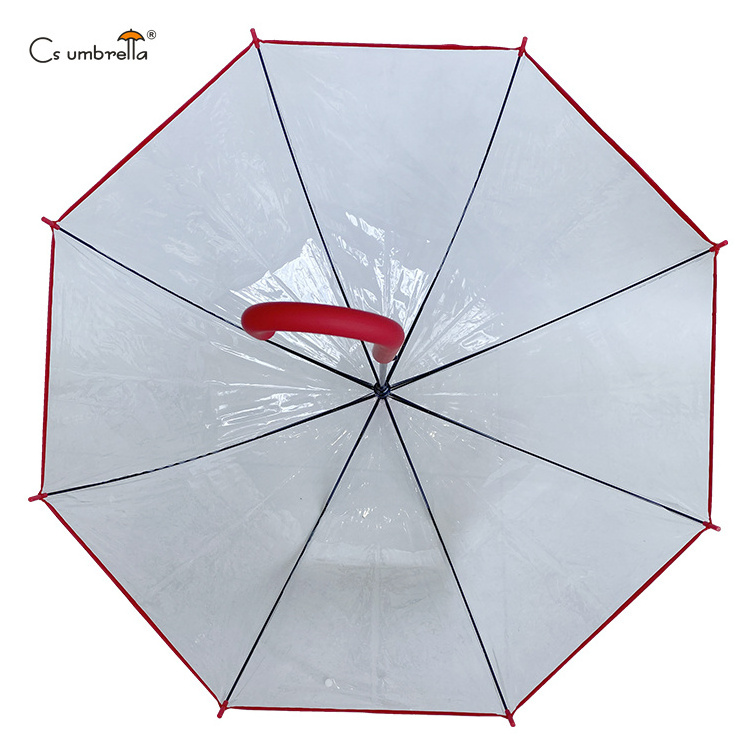 YS-1124 Umbrella Factory Supplying Promotional Apollo Dome Umbrella With Bordure Auto Open Transparent Clear POE Umbrella