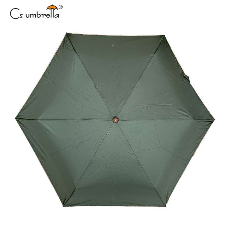 YS-3062 Japanese Folded Umbrella Overlock Edge Manual Open Anti-UV Custom Print Super Light Mini 3 Folding Umbrella For Lady