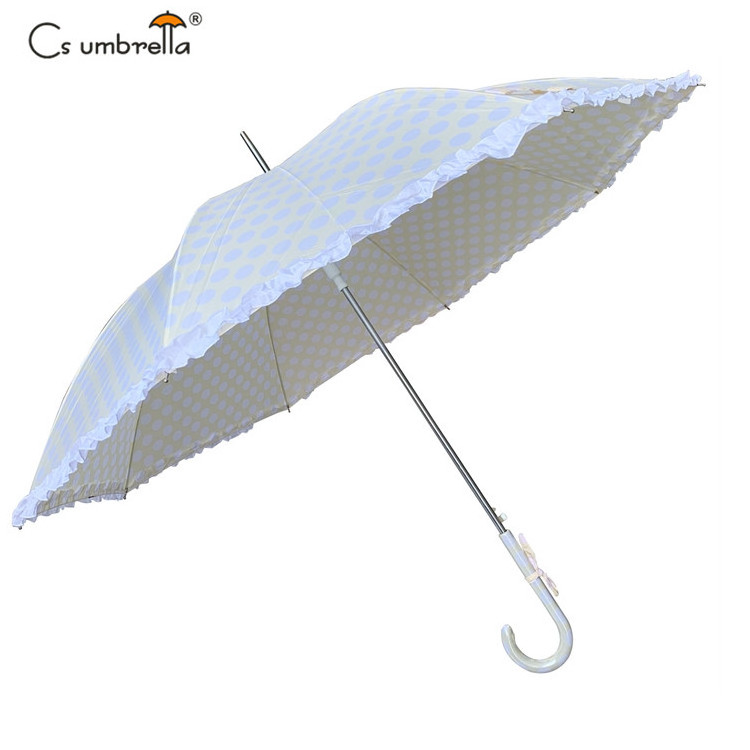 YS-1120 High Quality Innovative Waterproof Custom Printing Automatic Open Straight Bone Parasol Lace Umbrella For Women