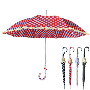 YS-1120 High Quality Innovative Waterproof Custom Printing Automatic Open Straight Bone Parasol Lace Umbrella For Women