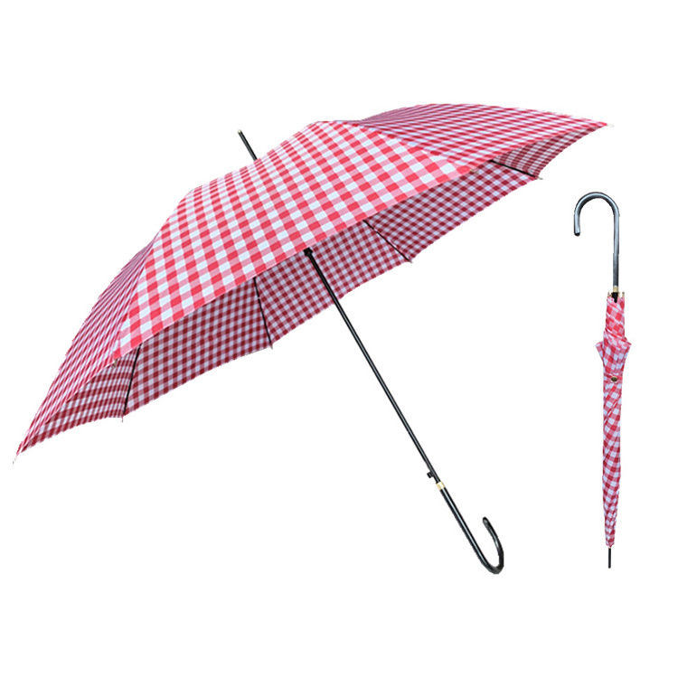 YS-1072 Umbrella Factory Wholesale Straight Umbrella For Women Automatic Open Check Printing Elegance Custom Lady Umbrella