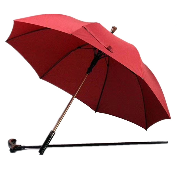 YS-1044 High Quality Walking Stick Umbrella Multi-function Anti Skid Aluminum Shaft Ergonomic Handle Crutch Umbrella For Aged