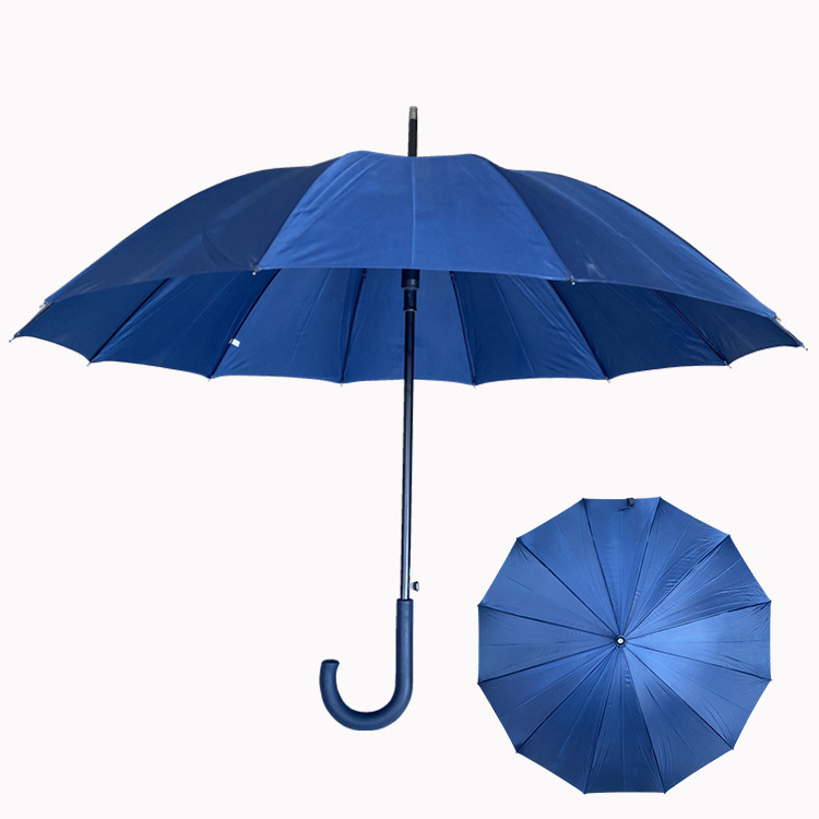 YS-1161 Outdoor Umbrella For Adults With Rubberized Plastic J Handle Auto Open with Custom Printing Logo Straight Umbrella