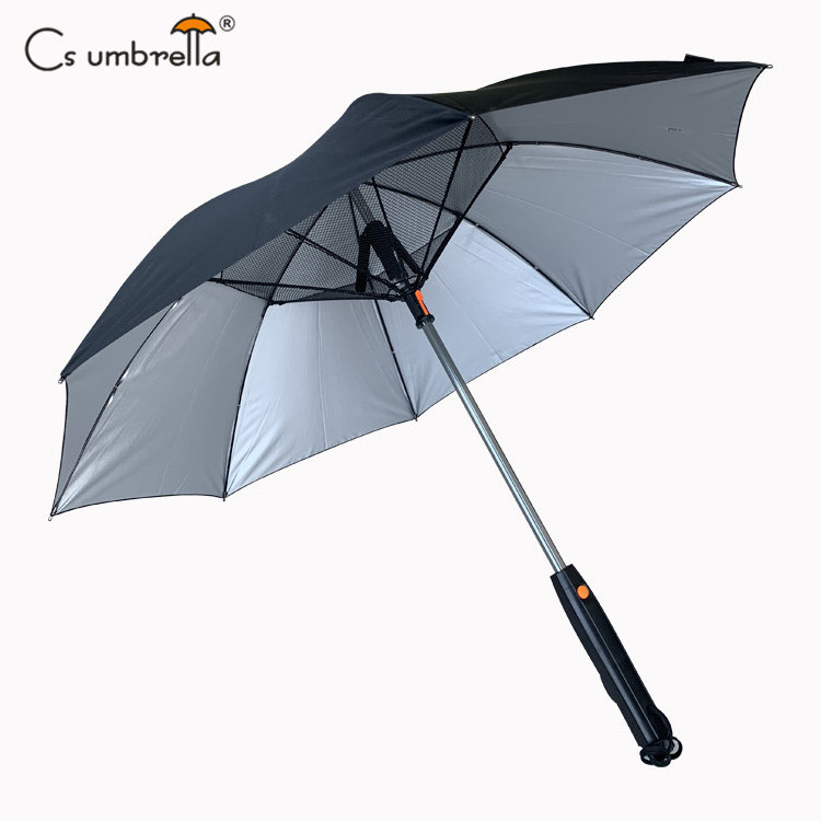 YS-1103 Custom Straight Umbrella with Fan and Water Anti UV Sun Parasol