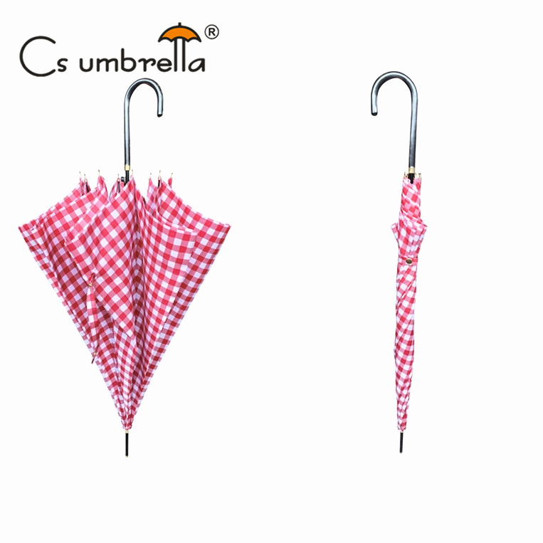 YS-1072 Umbrella Factory Wholesale Straight Umbrella For Women Automatic Open Check Printing Elegance Custom Lady Umbrella