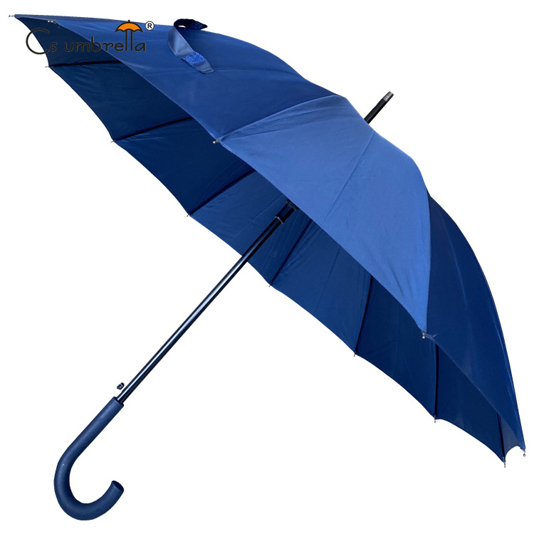 YS-1161 Outdoor Umbrella For Adults With Rubberized Plastic J Handle Auto Open with Custom Printing Logo Straight Umbrella