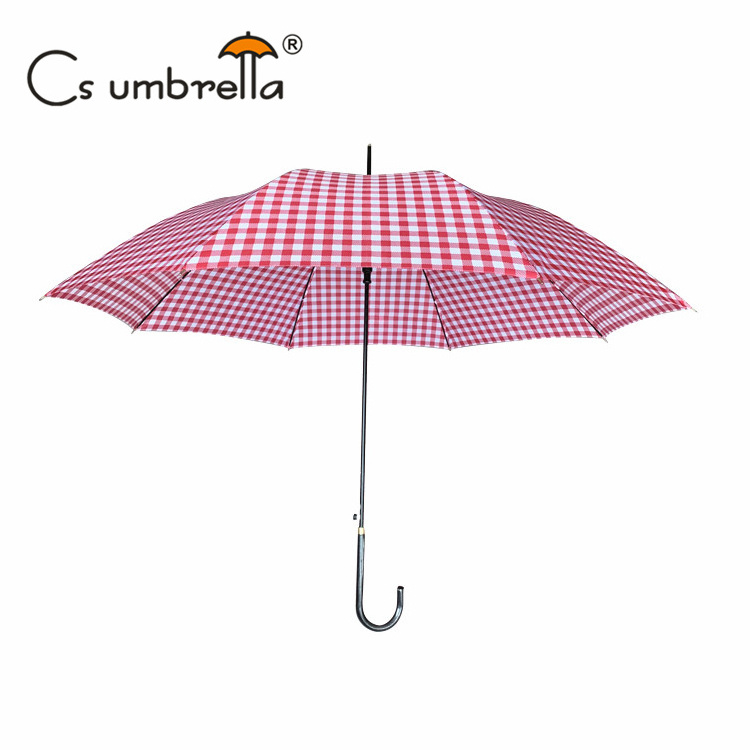 YS-1072 Umbrella Factory Wholesale Straight Umbrella For Women Automatic Open Check Printing Elegance Custom Lady Umbrella