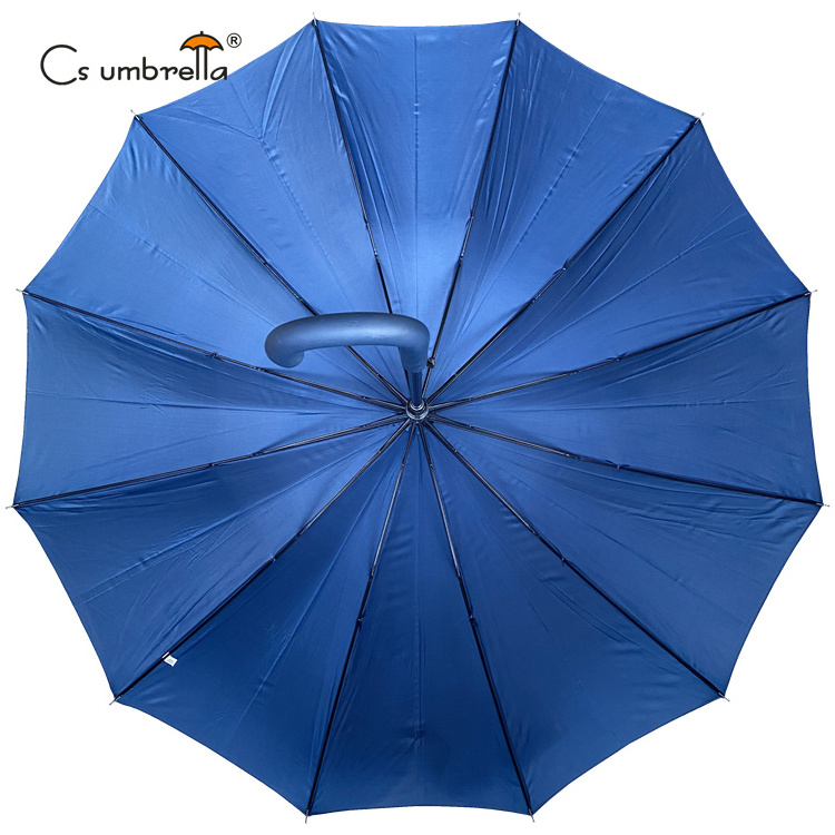 YS-1161 Outdoor Umbrella For Adults With Rubberized Plastic J Handle Auto Open with Custom Printing Logo Straight Umbrella