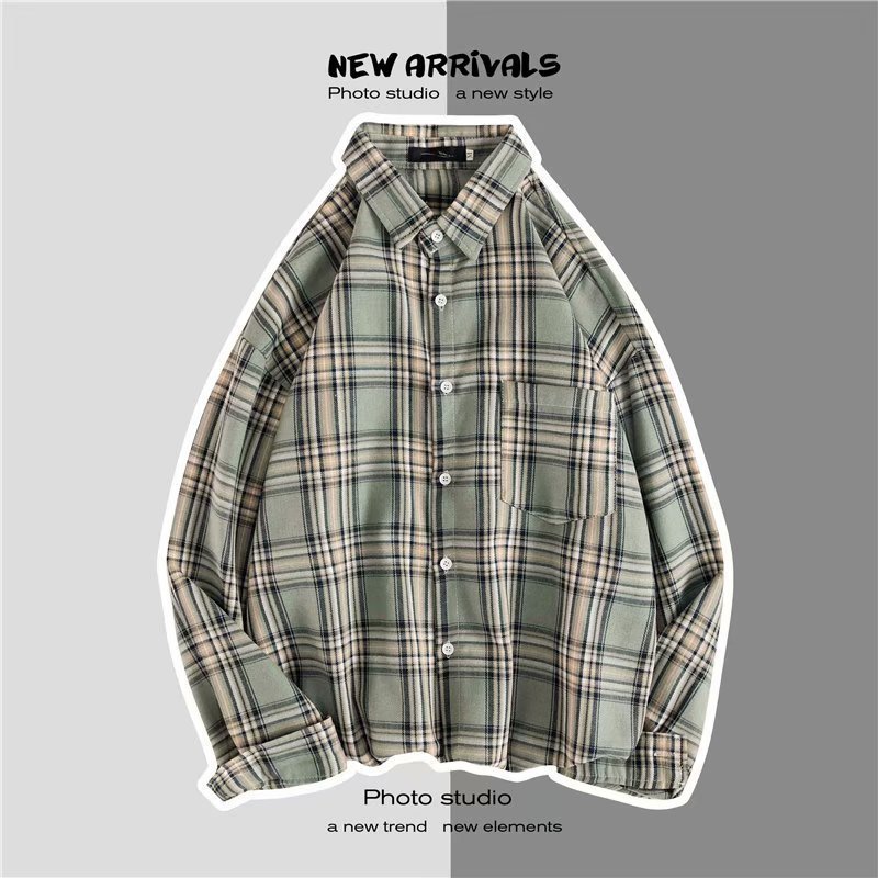 Wholesale Men Long Sleeve Plaid Shirts for Men Check Shirts Button Up Shirts Slim fit