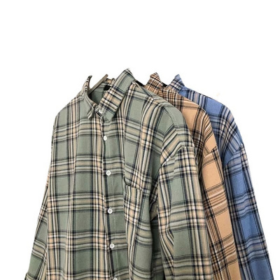 Wholesale Men Long Sleeve Plaid Shirts for Men Check Shirts Button Up Shirts Slim fit