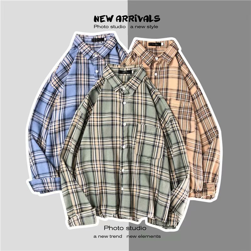 Wholesale Men Long Sleeve Plaid Shirts for Men Check Shirts Button Up Shirts Slim fit