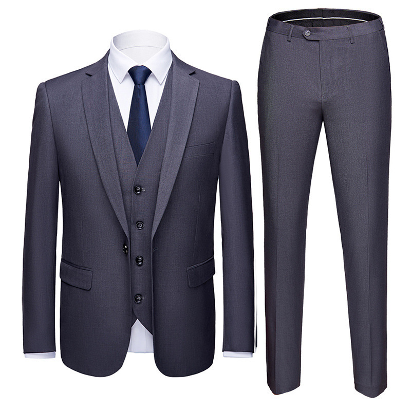 Wholesale high quality men's three-piece suit wedding fashion men's slim solid color business office suit plus size