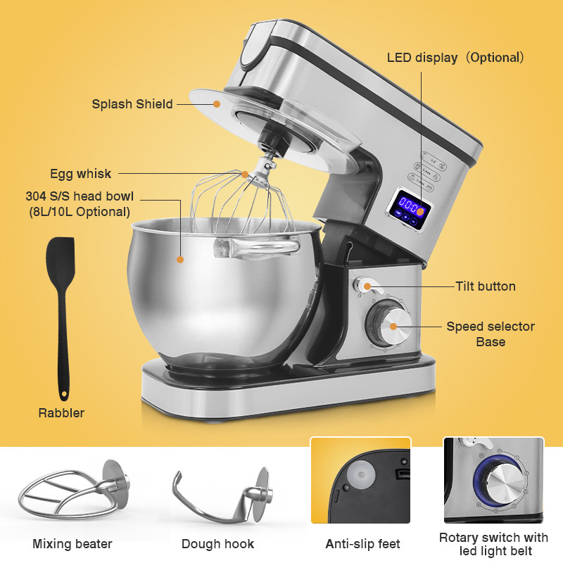 Household Multi-purpose 4L 5L 6L 8L 10L Cake Bread Dough Mixer Planetary Electric Food Mixer Stand Mixer