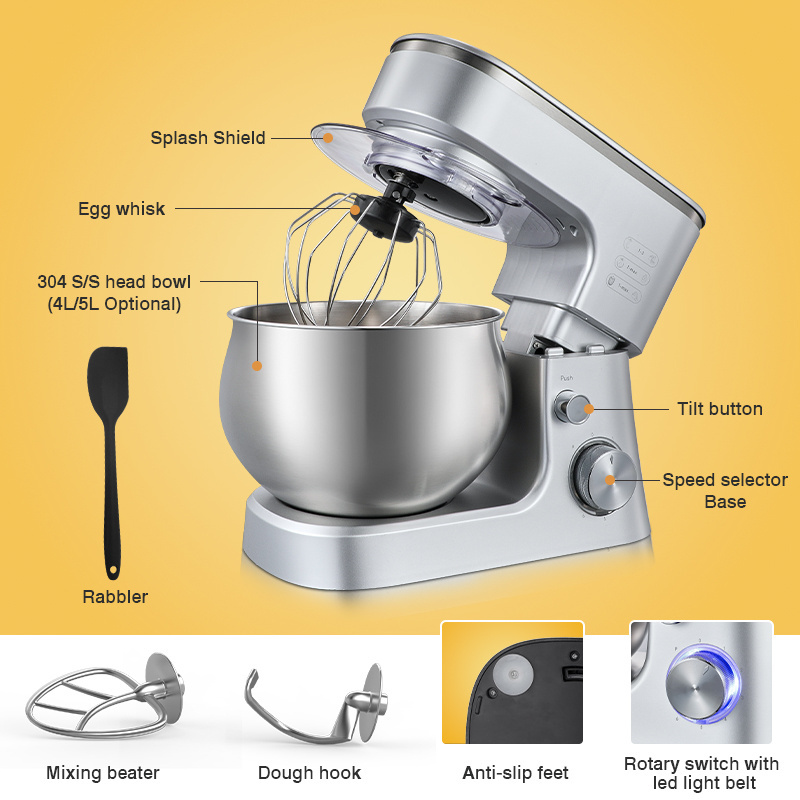 Multifunctional Household 4L 5L 6L 8L 10L 12L Egg Beater Dough Mixer Juicer Blender Commercial Stand Mixer