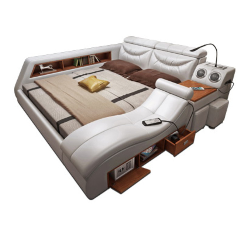 Smart Bedroom Furniture Multi-Function Leather Bed Modern King Size Queen Size Bed With Massage Function And Speaker