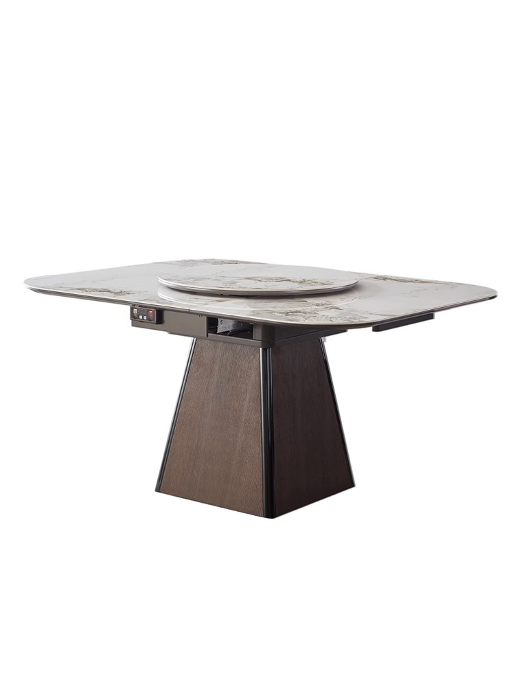 8 Seat Modern Leisure Dining Room Furniture Round Dining Table Set With Marble Rotating Center turntable round dining table