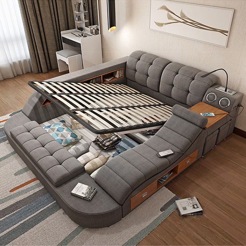 Smart Bed Modern King Size Double Multifunctional Bed With Massage Beds Leather Bedroom Furniture