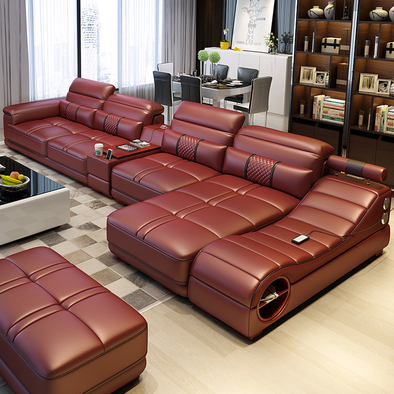 Italian Luxury Home Couches And Sofas Bed Modern Reclining Corner Genuine Leather Sectional Sofa With Storage Sets