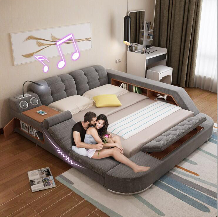 Modern and simple 1.8m smart multifunctional massage bed with tatami fabric soft bed