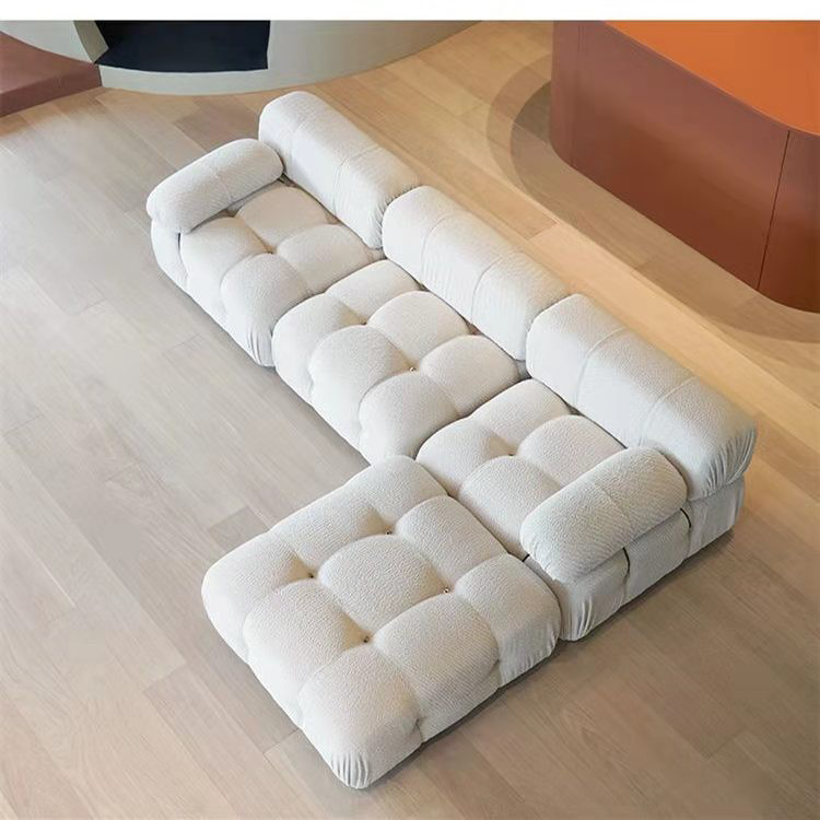 Nordic Lounge Furniture L Shape Modular Sofa Sectional Couch Set Modern Modulable Combination Velvet Sofa with Ottoman 1 Set YSS