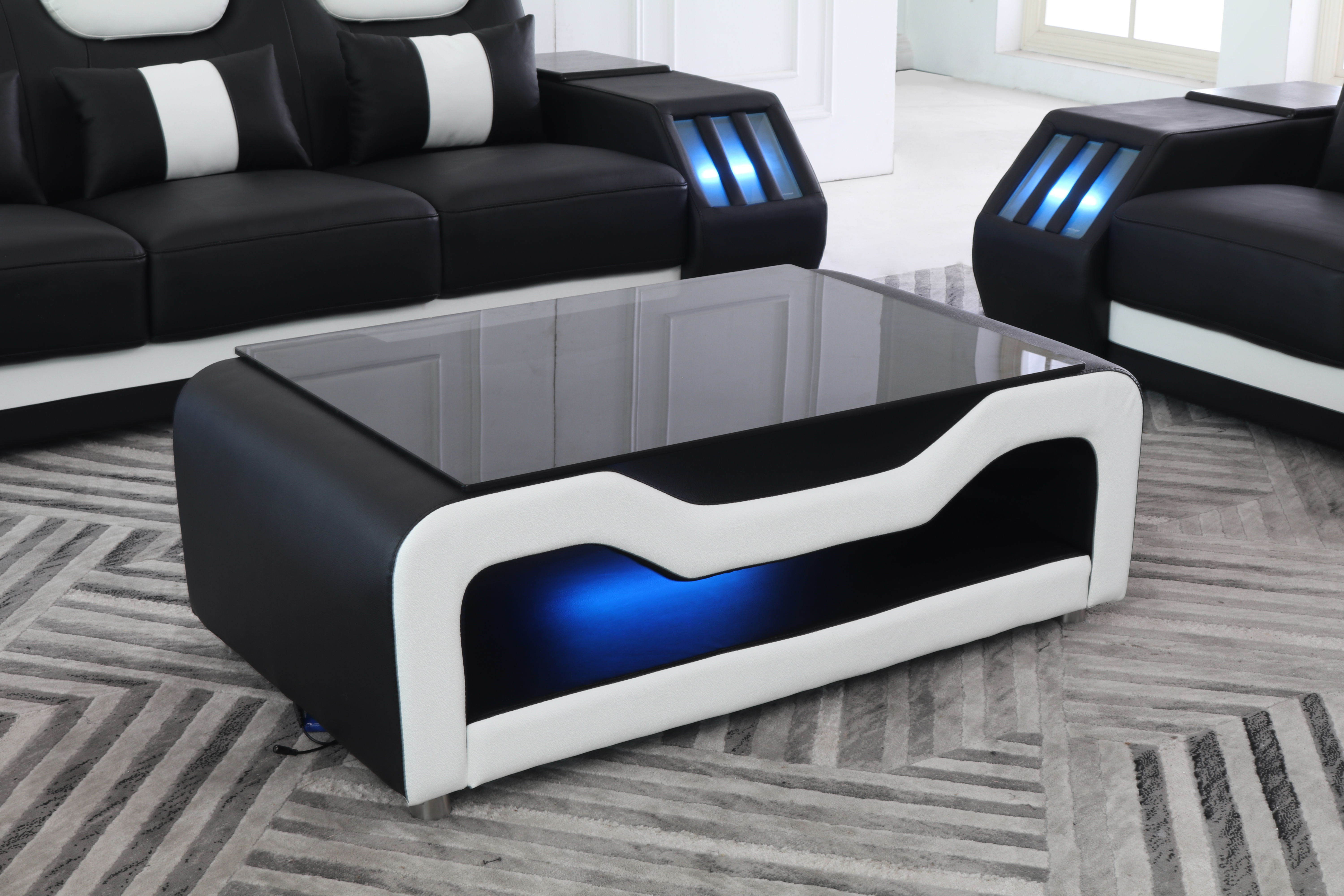 LED Smart Sofa Sofa Living Room Luxury Furniture Full Set of Couches Decor Home Leather 7 Seater Sofa Set Bedroom Sets Modern