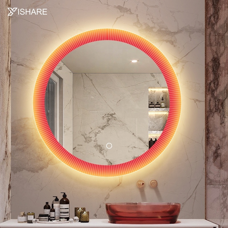 Factory Direct Sell Led Bathroom Smart Lighted Round Vanity Mirror With Touch Sensor Switch Acrylic Frame