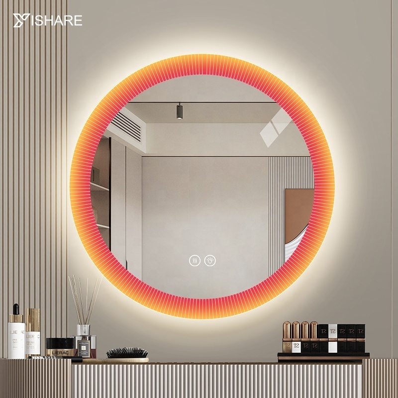 Factory Direct Sell Led Bathroom Smart Lighted Round Vanity Mirror With Touch Sensor Switch Acrylic Frame